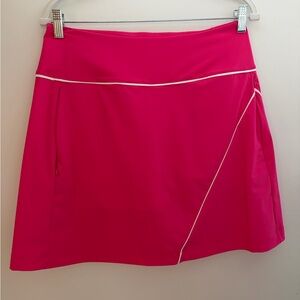 Kinona Bright Pink A-Line Skirt with White Accents